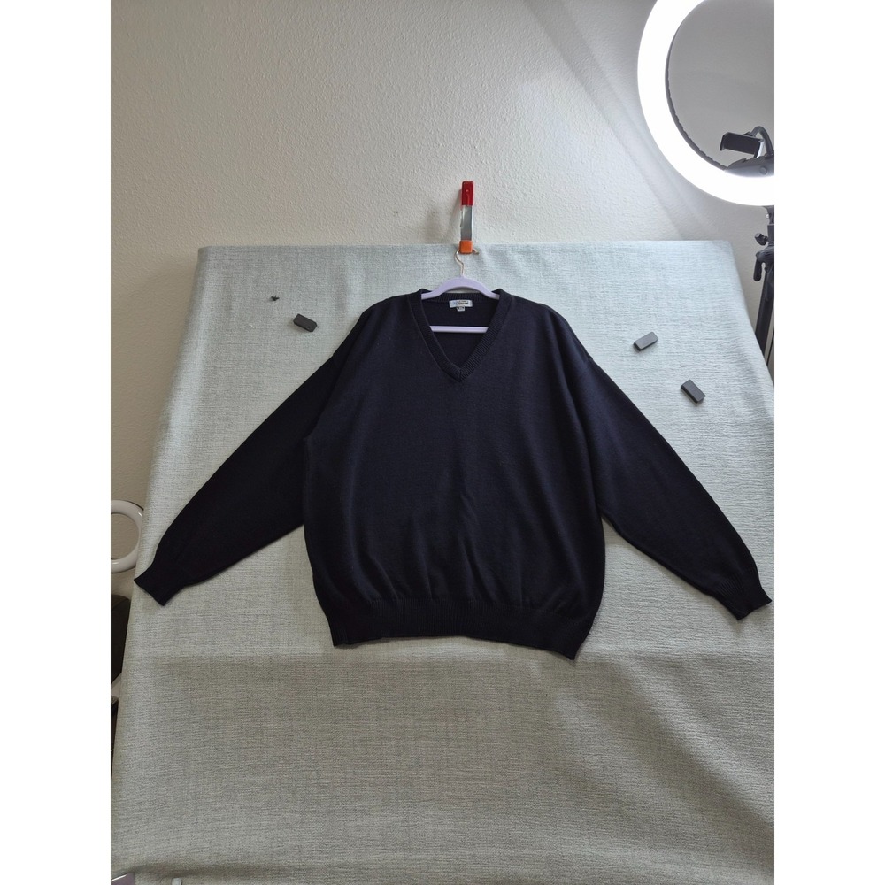 Edwards Andrew Rohan Sweater Mens 2XL Navy Blue Tight Knit Ribbed V Neck Winter